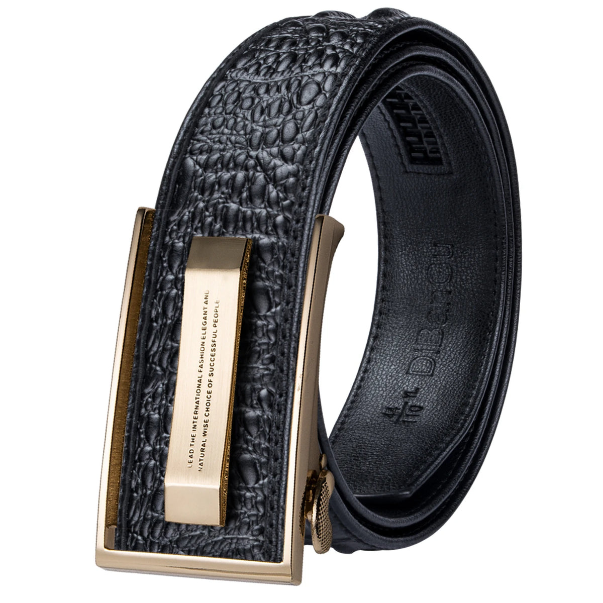 Men's Crocodile Leather Belt with Gold Buckle