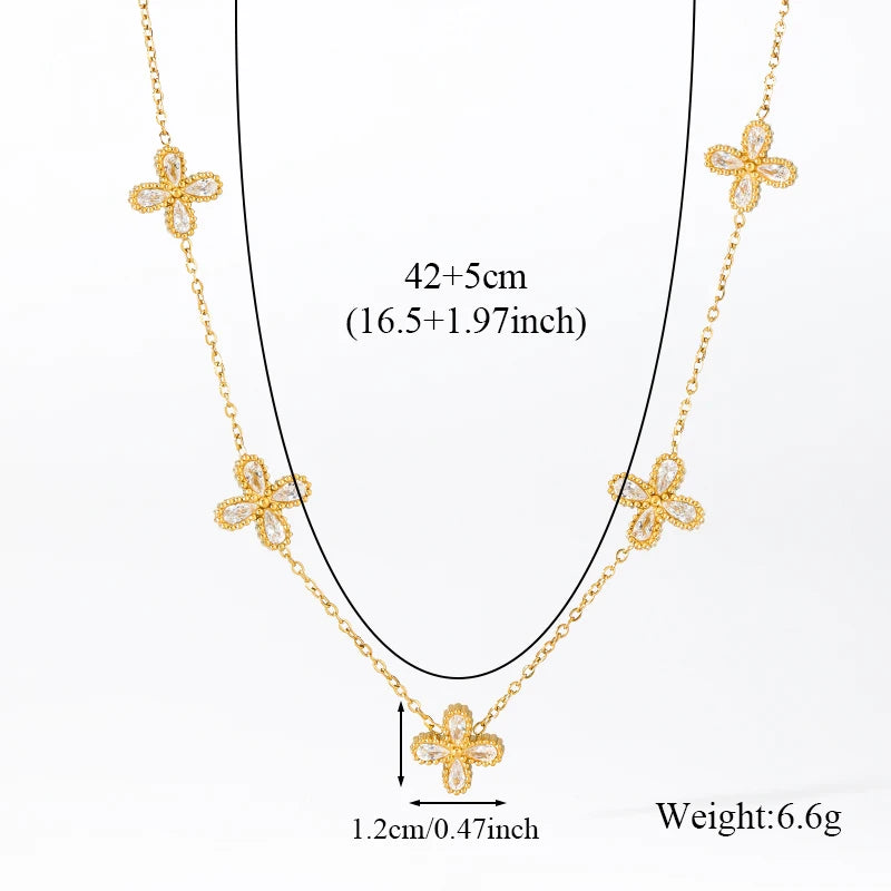 🌸 GANEMLY Flower Zircon Jewelry Set