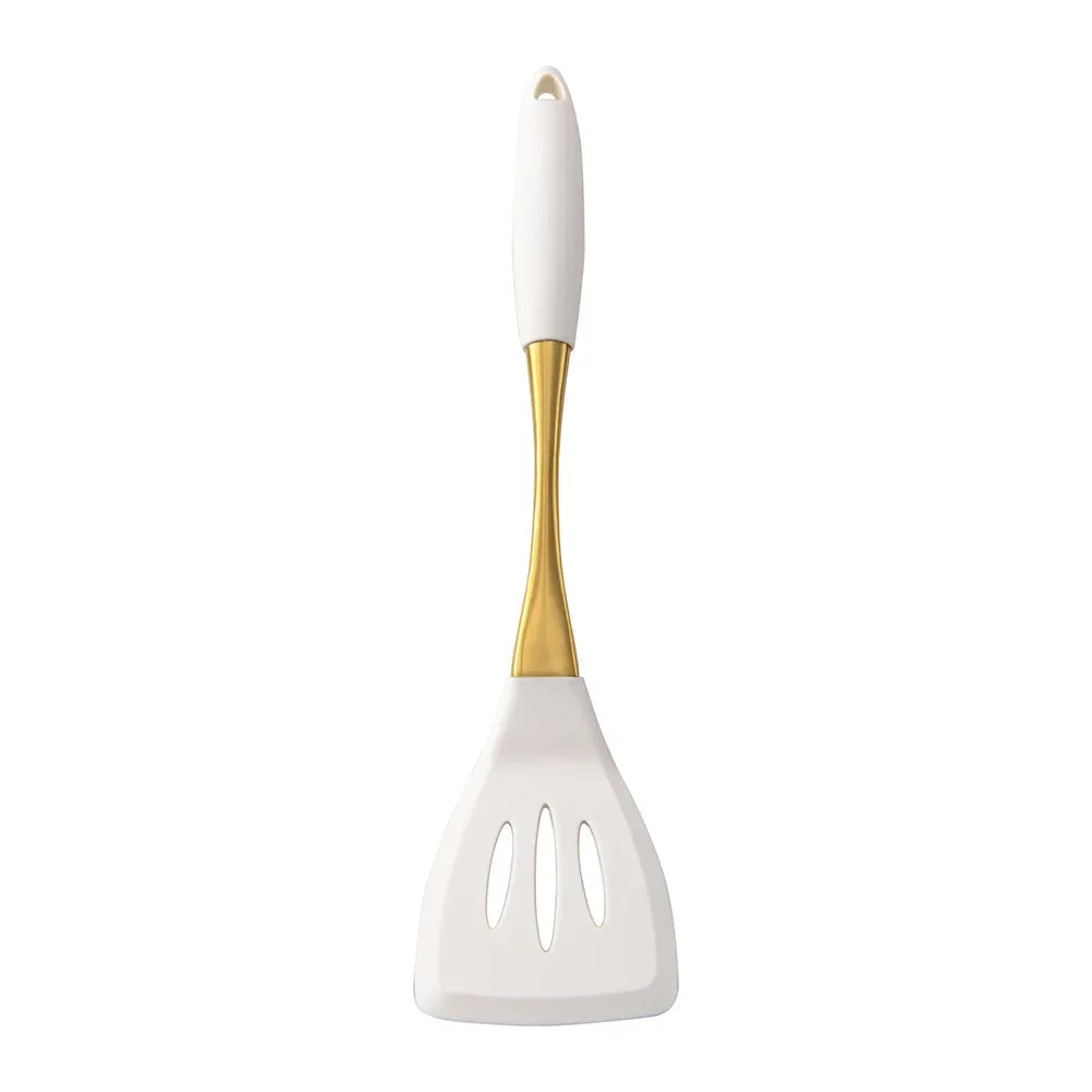 White & Gold Silicone Kitchen Utensils