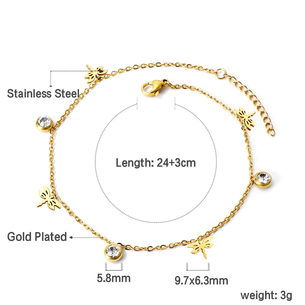 Crystal Hamsa Hand Gold Anklet