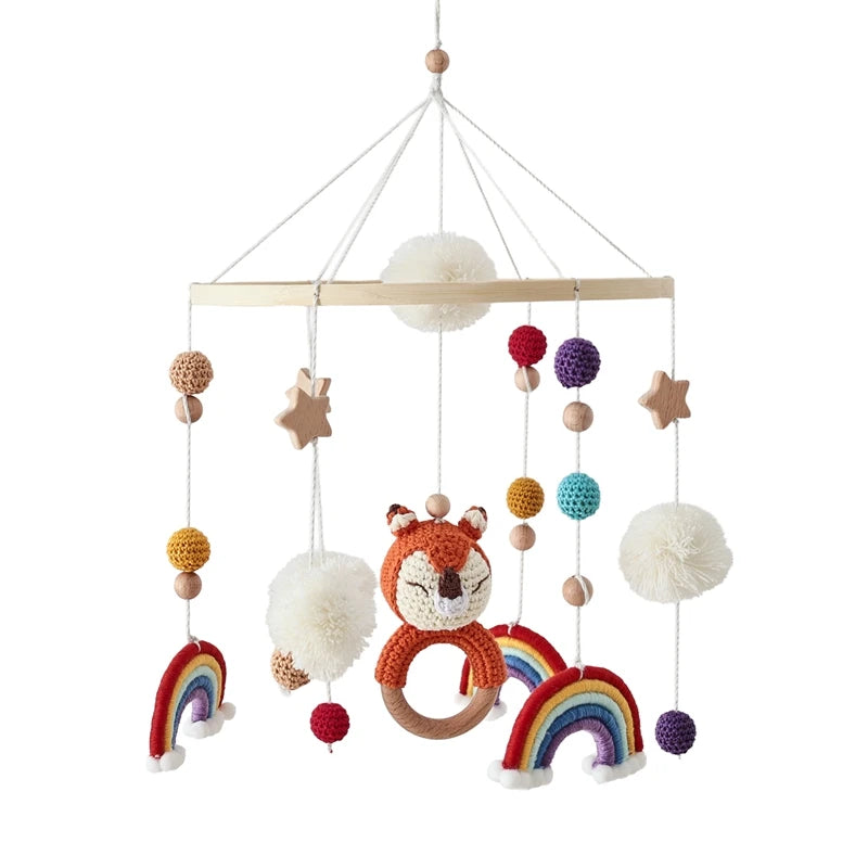 🐻 Wooden Bear Baby Crib Mobile