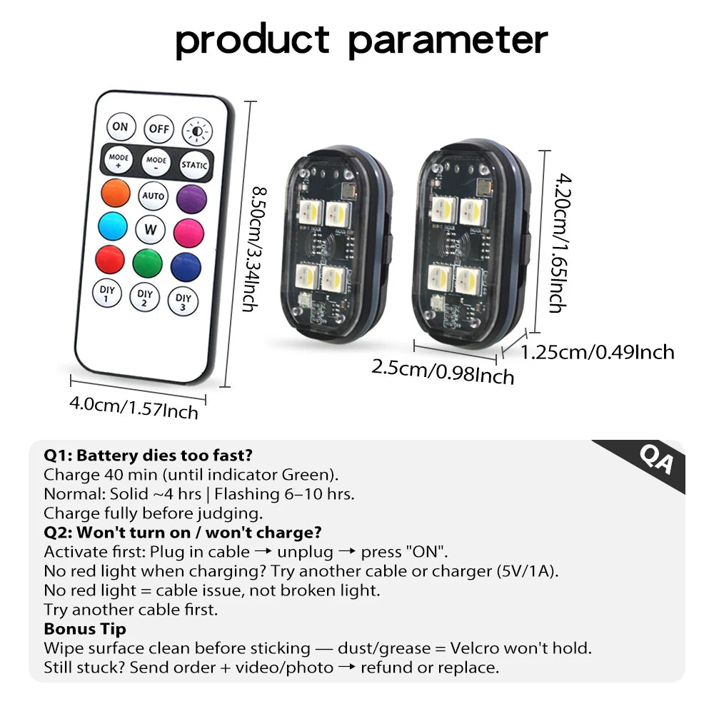 🚗 Wireless LED Strobe Lights (2/4 PCS)