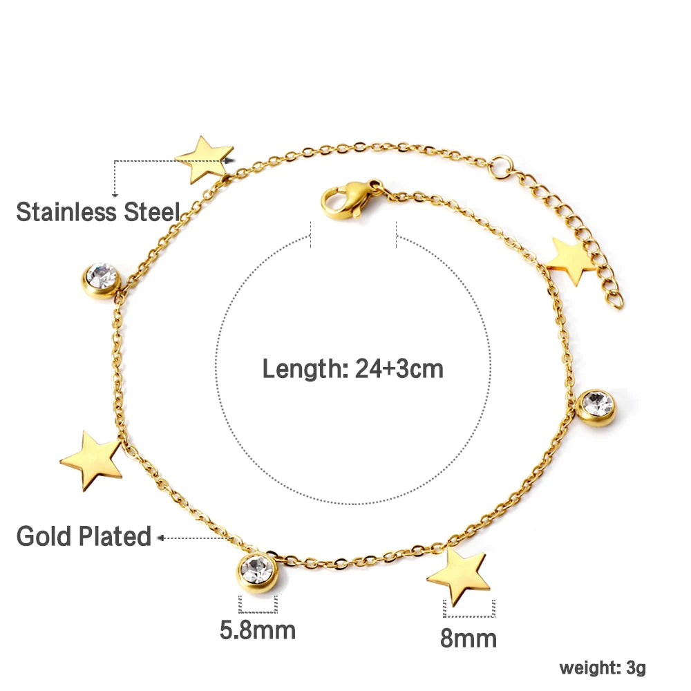 Crystal Hamsa Hand Gold Anklet