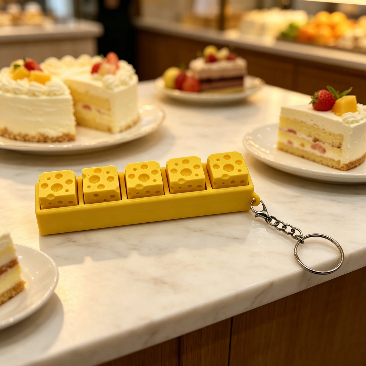 Cheese Keycap Clicker Keychain