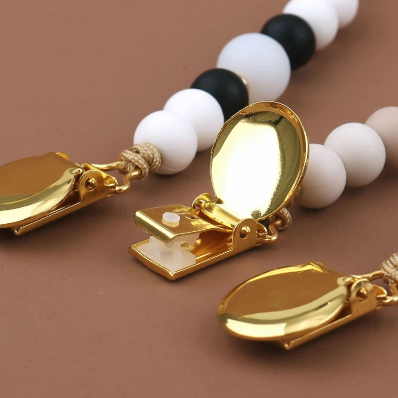 Silicone Bead Pacifier Clip Chain