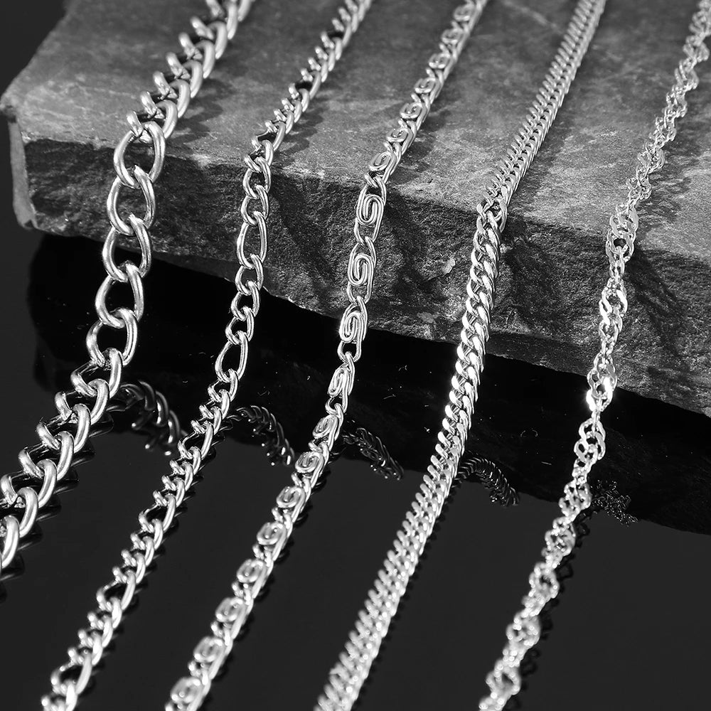 Layered Cuban Chain Anklet Set – 4 Pcs