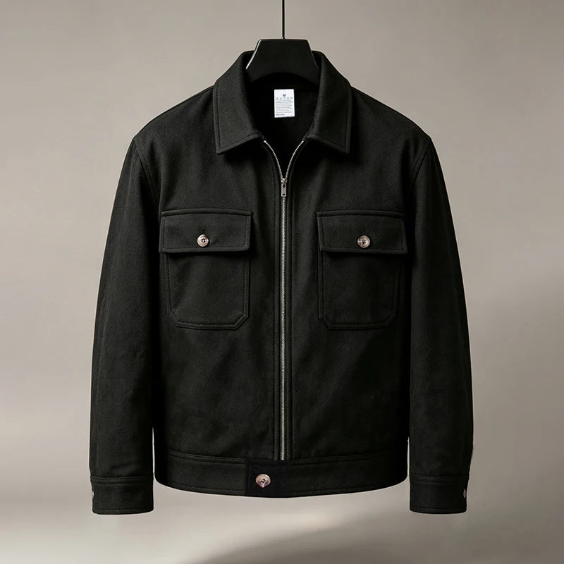 جاكيت قميص رجالي مبطن بسحاب