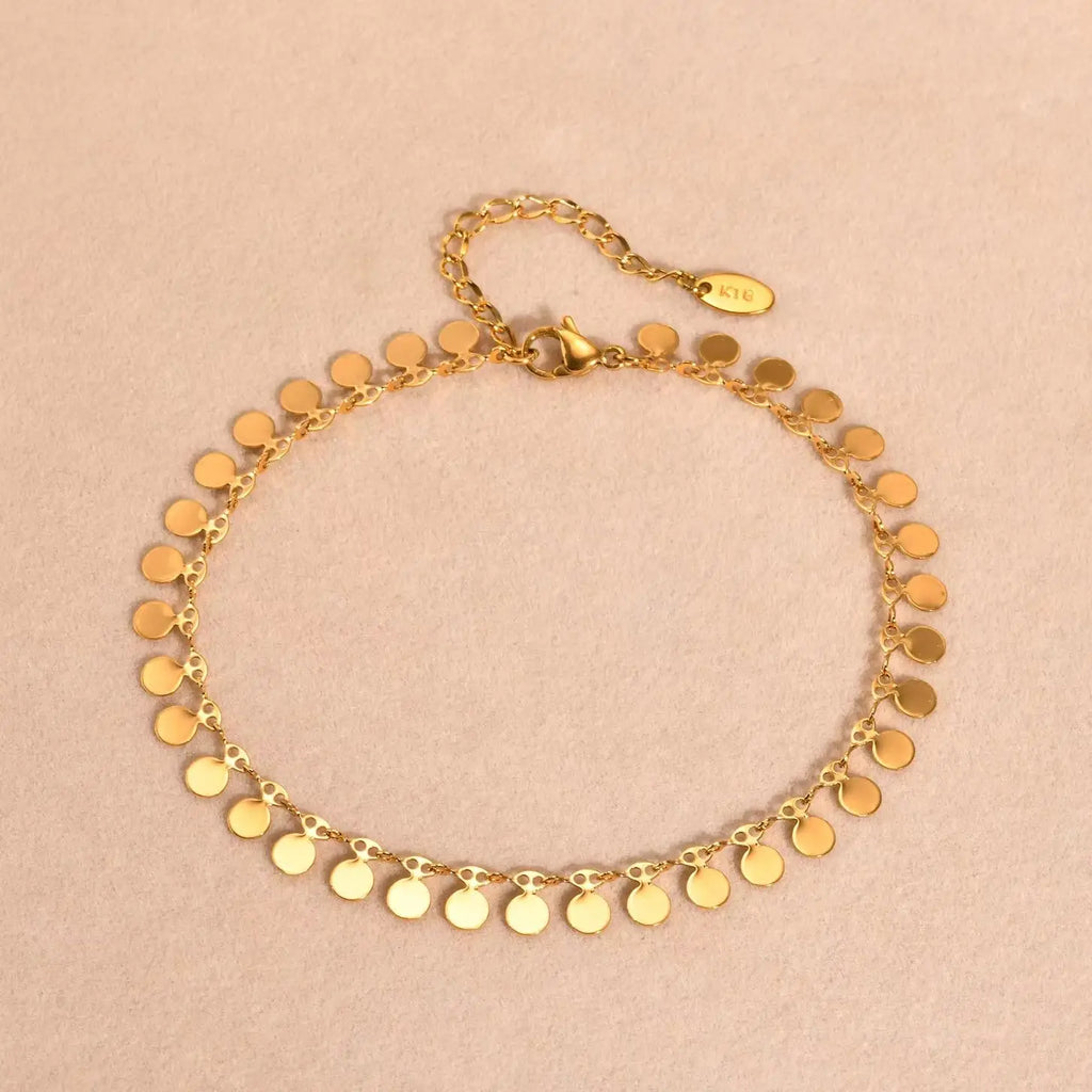 Gold Disc Tassel Anklet