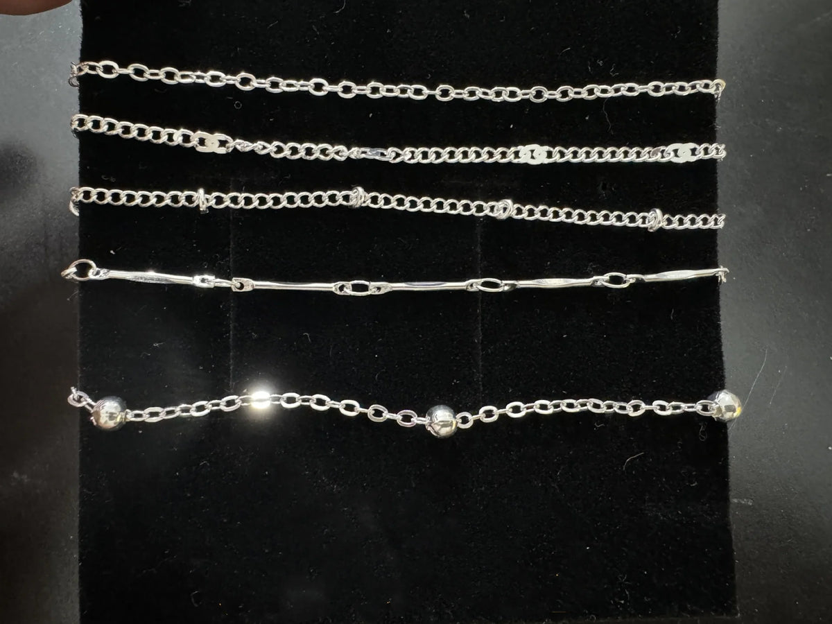 Silver Plated Anklet Set – 5 Pcs