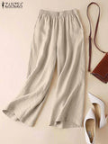 Cotton Elastic Waist Palazzo Pants