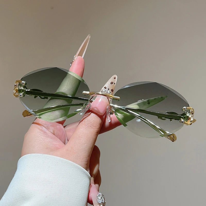 Rimless Rhombus Gradient Sunglasses