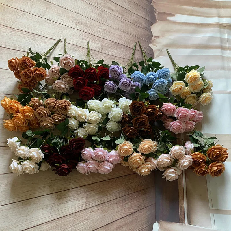 9-Head Artificial Rose Bouquet