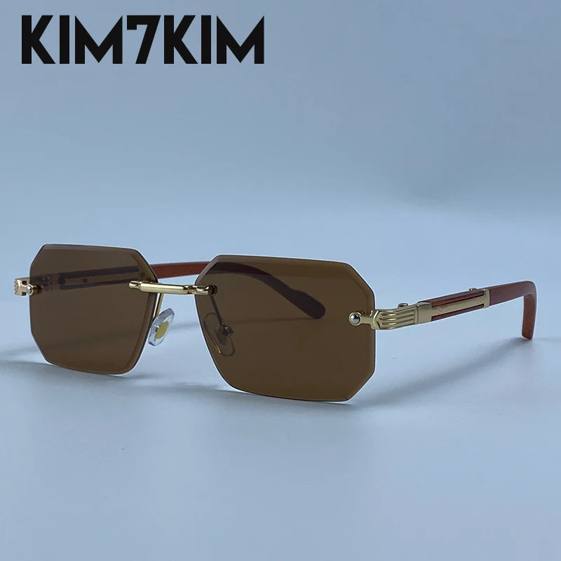 Men's Rimless Rectangle Sunglasses