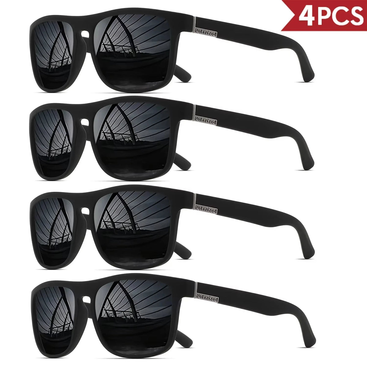 Polarized Retro Square Sunglasses Set