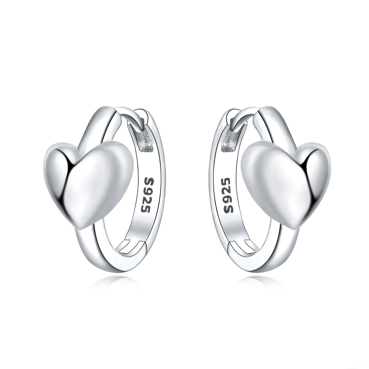925 Silver Vine Heart Black Zircon Hoops