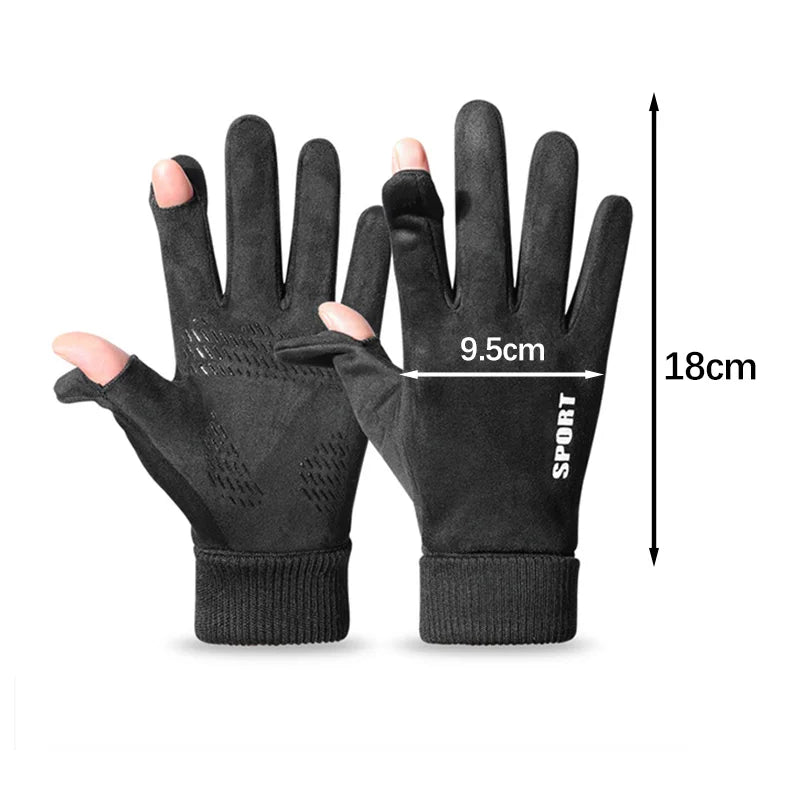 Men's Faux Suede Flip-Top Gloves