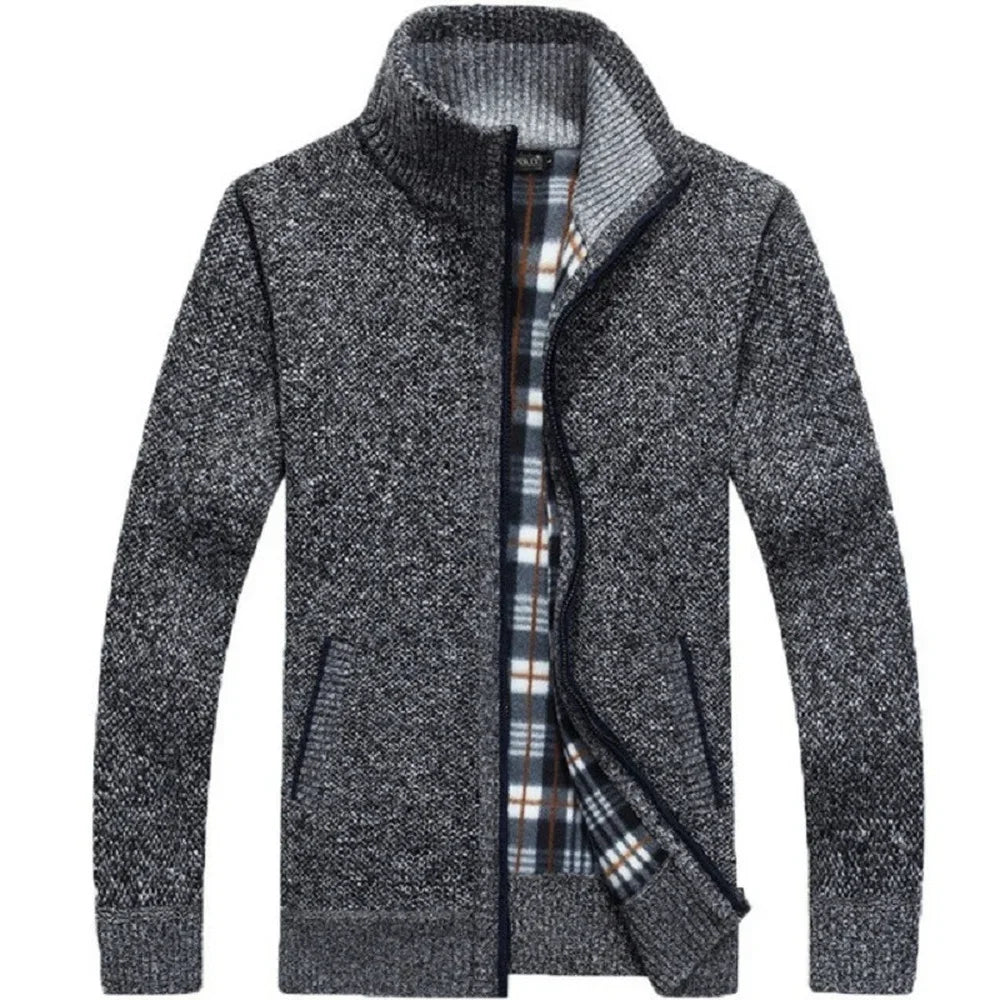 Men's Fleece-Lined Knit Zip Cardigan