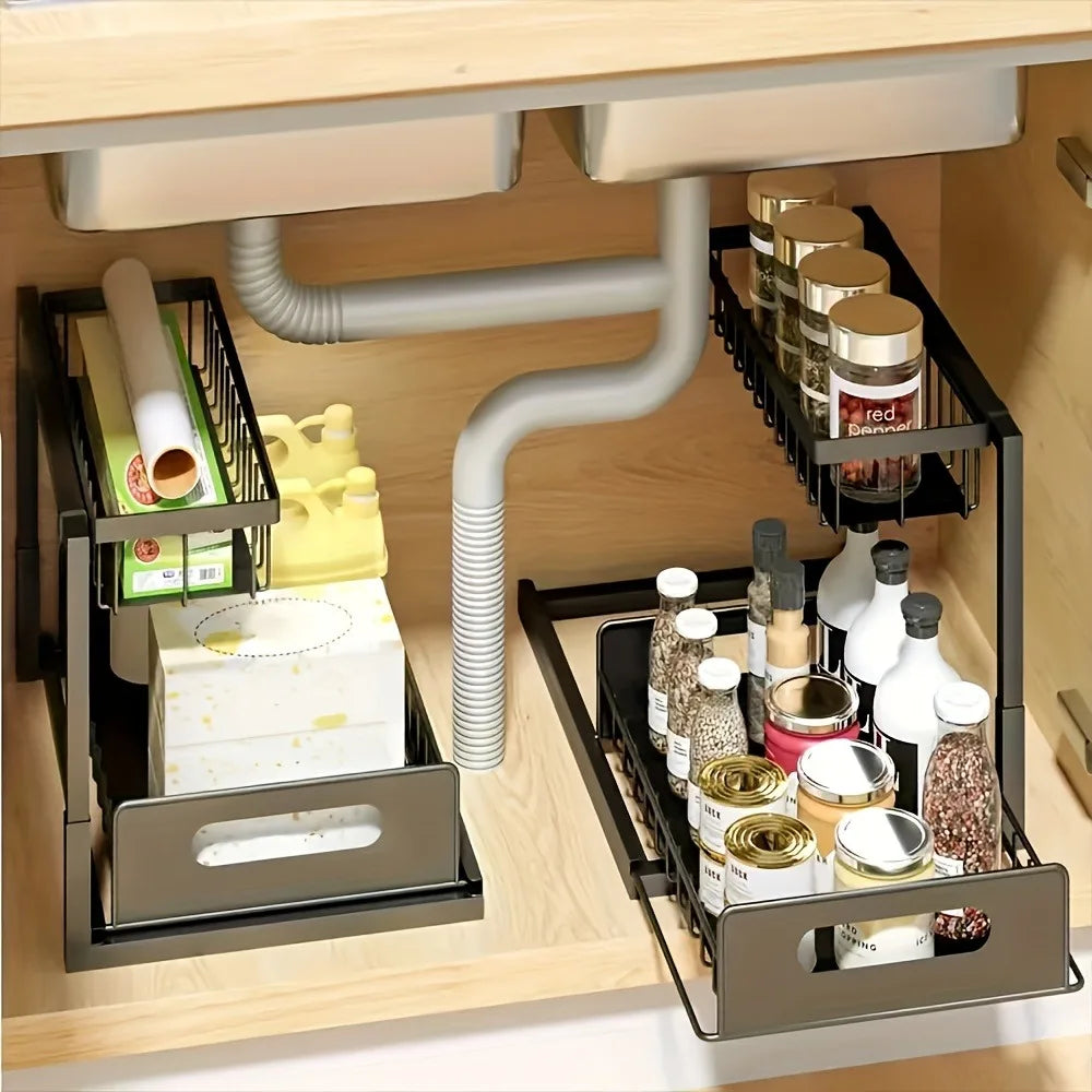 2-Tier Pull-Out Storage Shelf