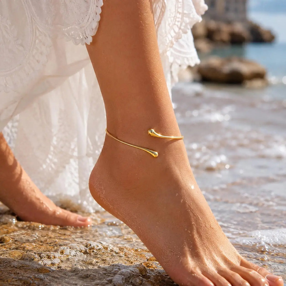 Gold Plated Open Cuff Anklet