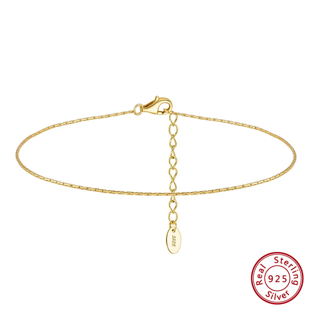 14K Gold 925 Silver Cuban Anklet
