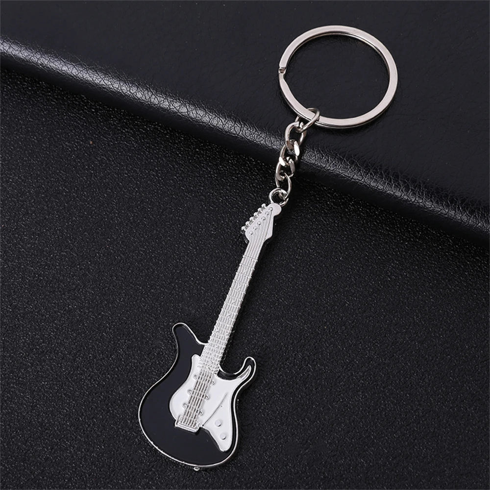 Rhinestone Mini Guitar Keychain