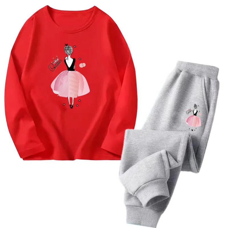 Girls Ballet Print Top & Pants Set
