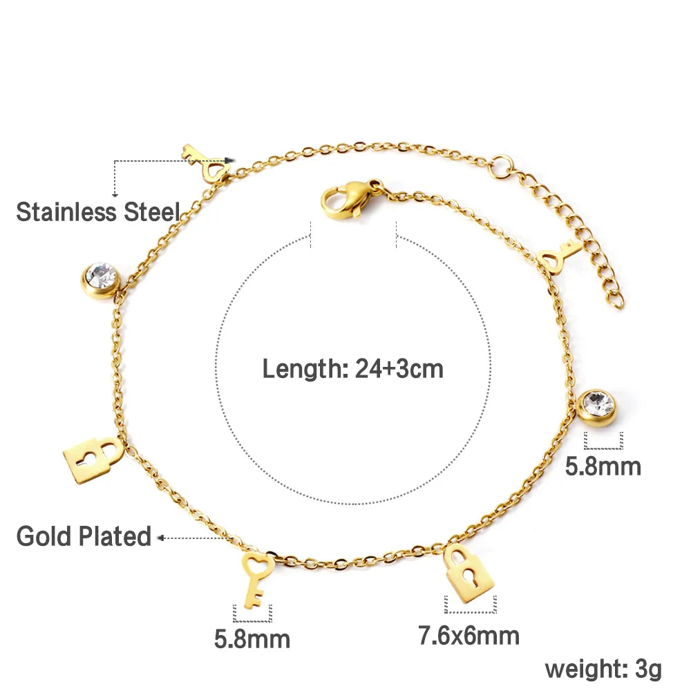 Crystal Hamsa Hand Gold Anklet