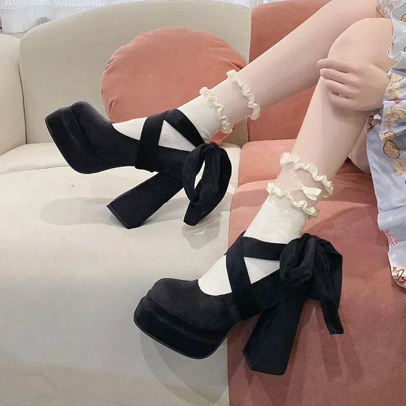 Women's Platform Lace-Up Mary Janes