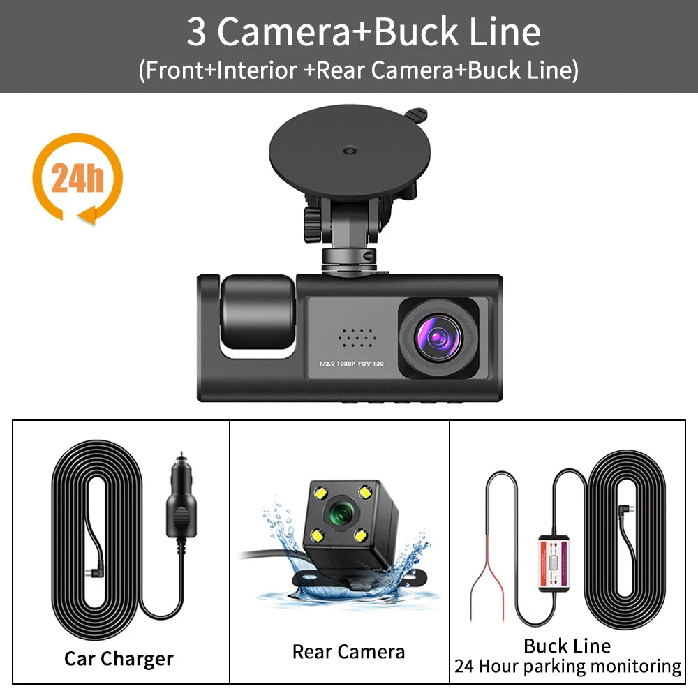 🚖 3-Lens Dash Camera
