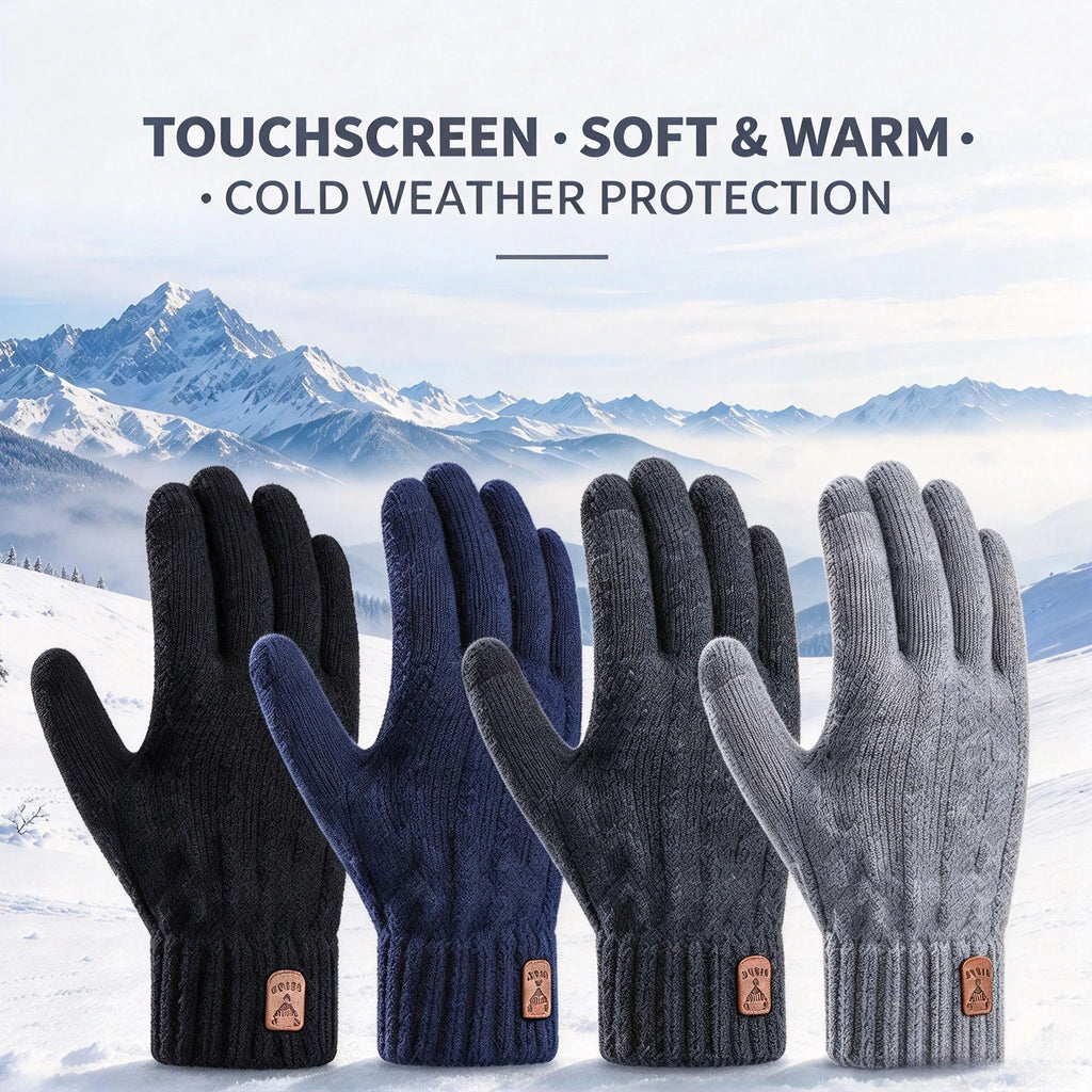 Men's Fleece-Lined Touchscreen Knit Gloves