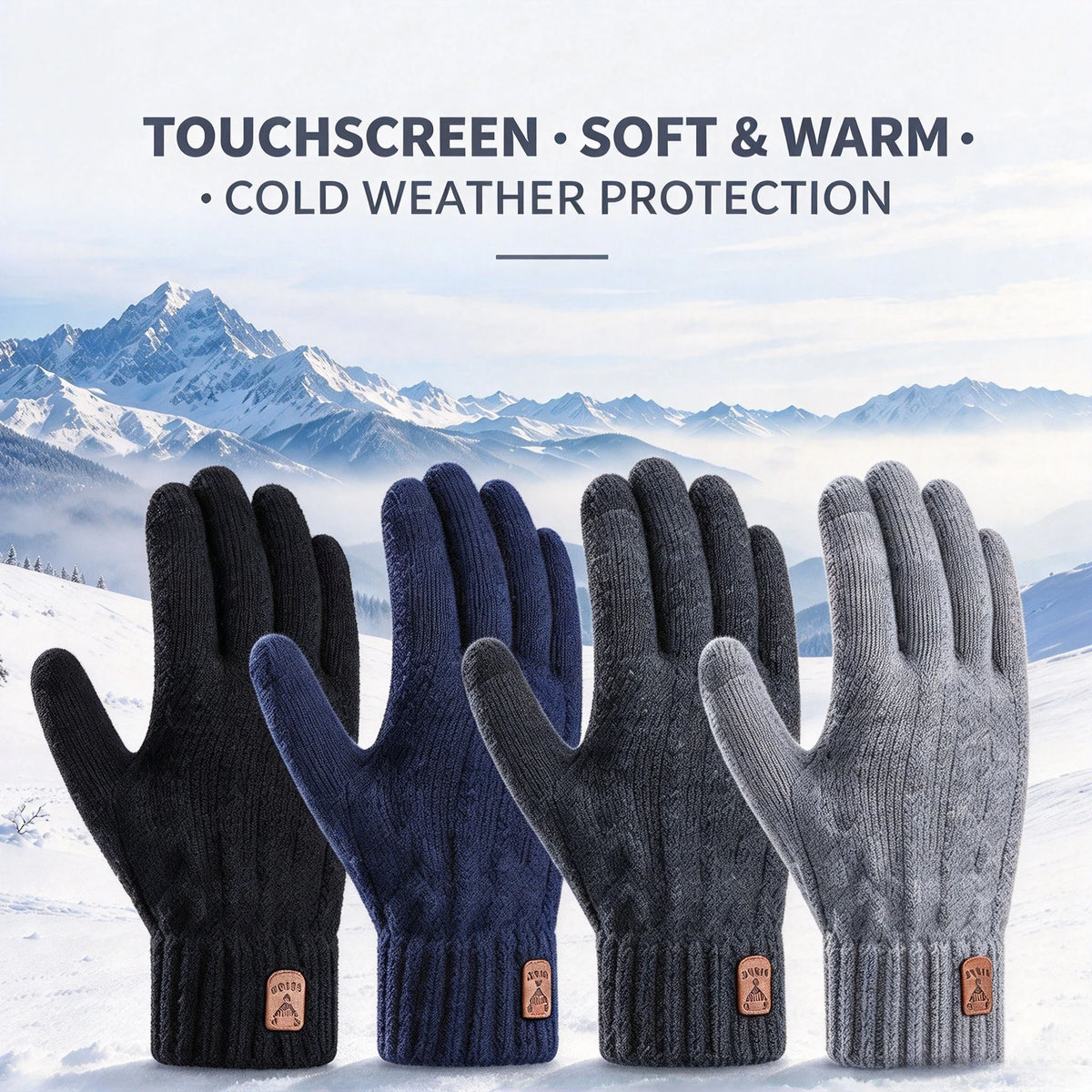 Men's Fleece-Lined Touchscreen Knit Gloves