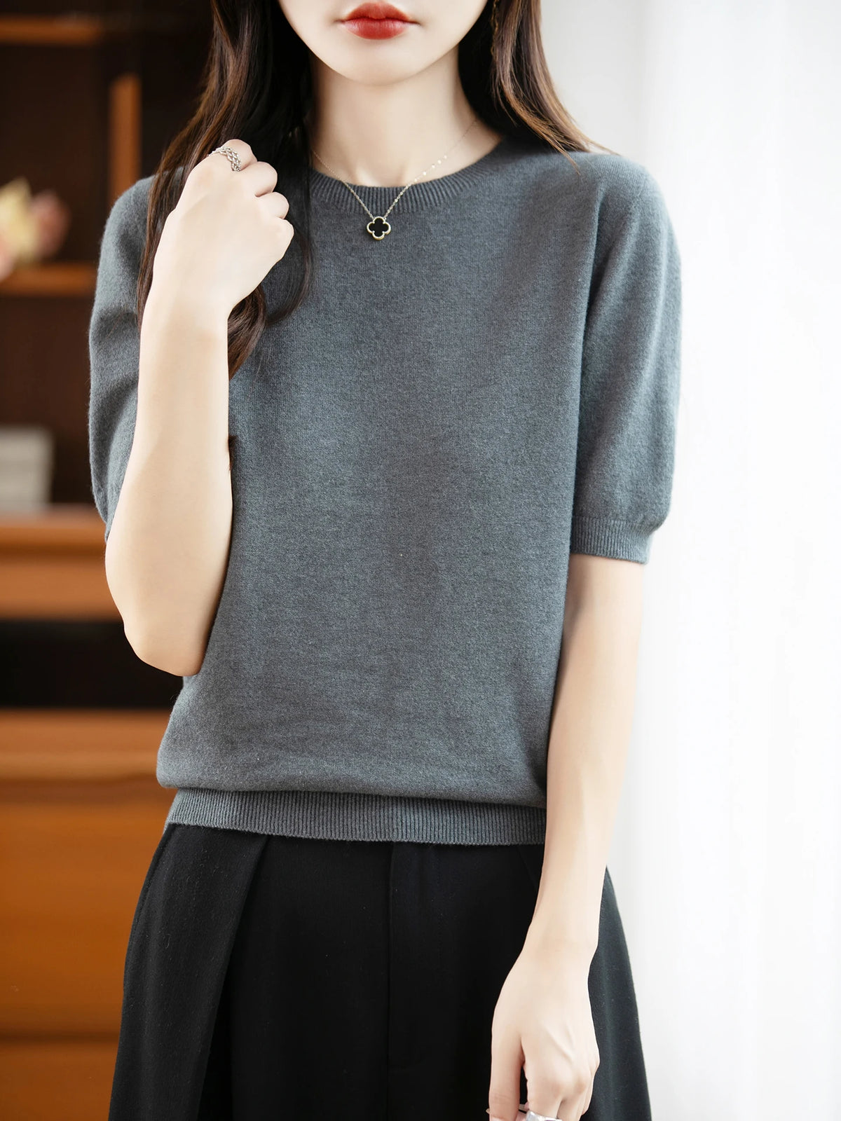 100% Merino Wool Short Sleeve Sweater