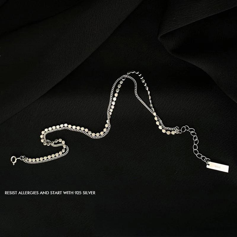 925 Silver Double-Layer Disc Anklet
