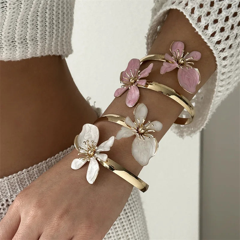Big Flower Metal Bangle