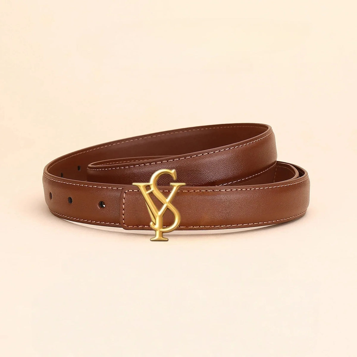 Women's Leather Belt with Alloy Buckle