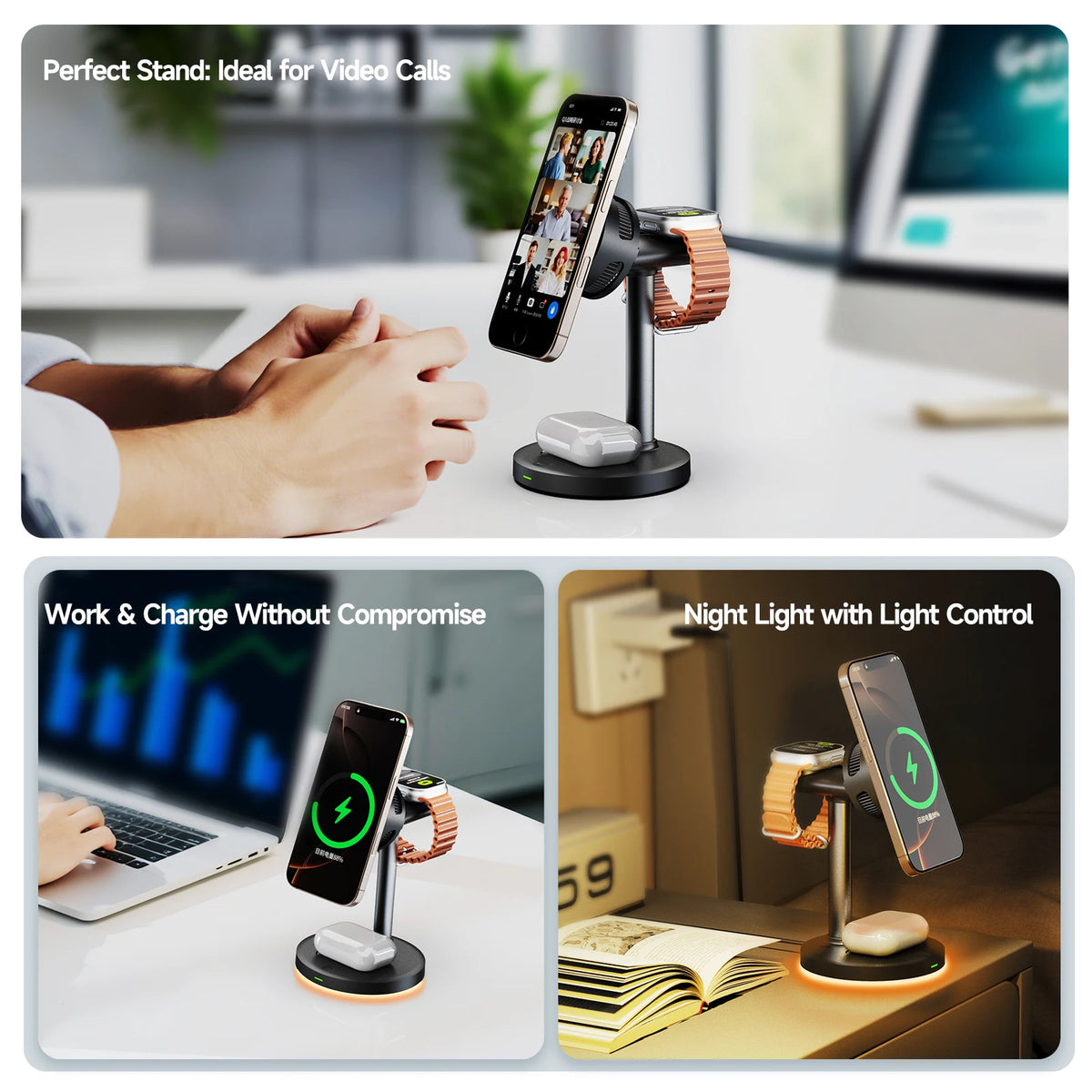 ❄️ 3-in-1 Magnetic Wireless Charging Cooling Station