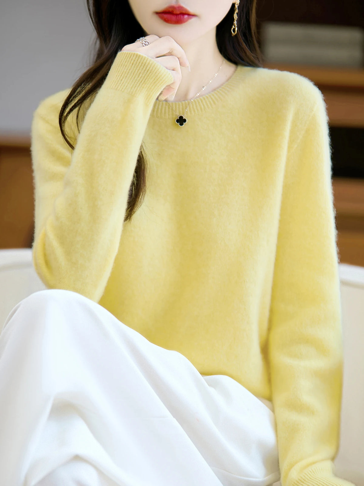 100% Merino Wool Crew Neck Sweater