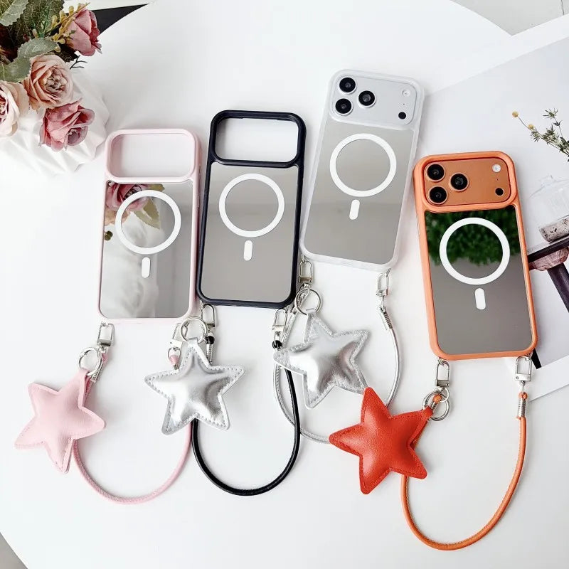 ⭐ Star PU Hand Strap Magnetic Case