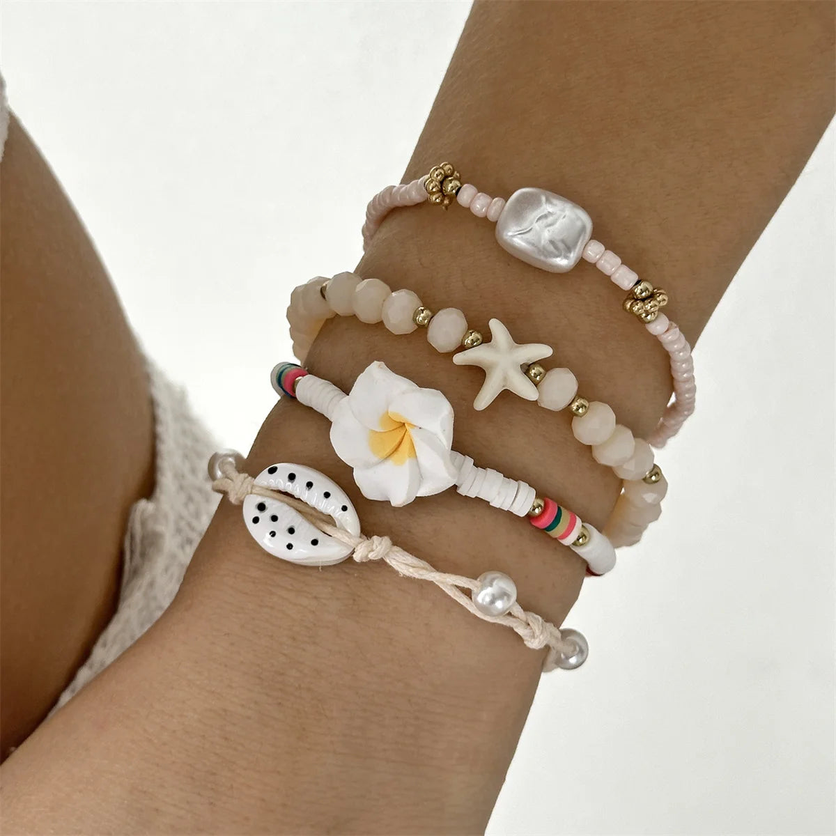 🐚 Beach Shell Starfish Bracelet Set
