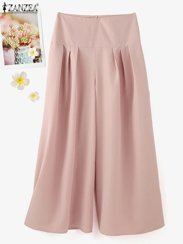 High Waist Pleated Office Trousers