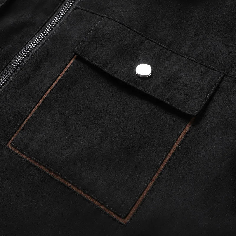 Men's Fleece Suede Short Parka