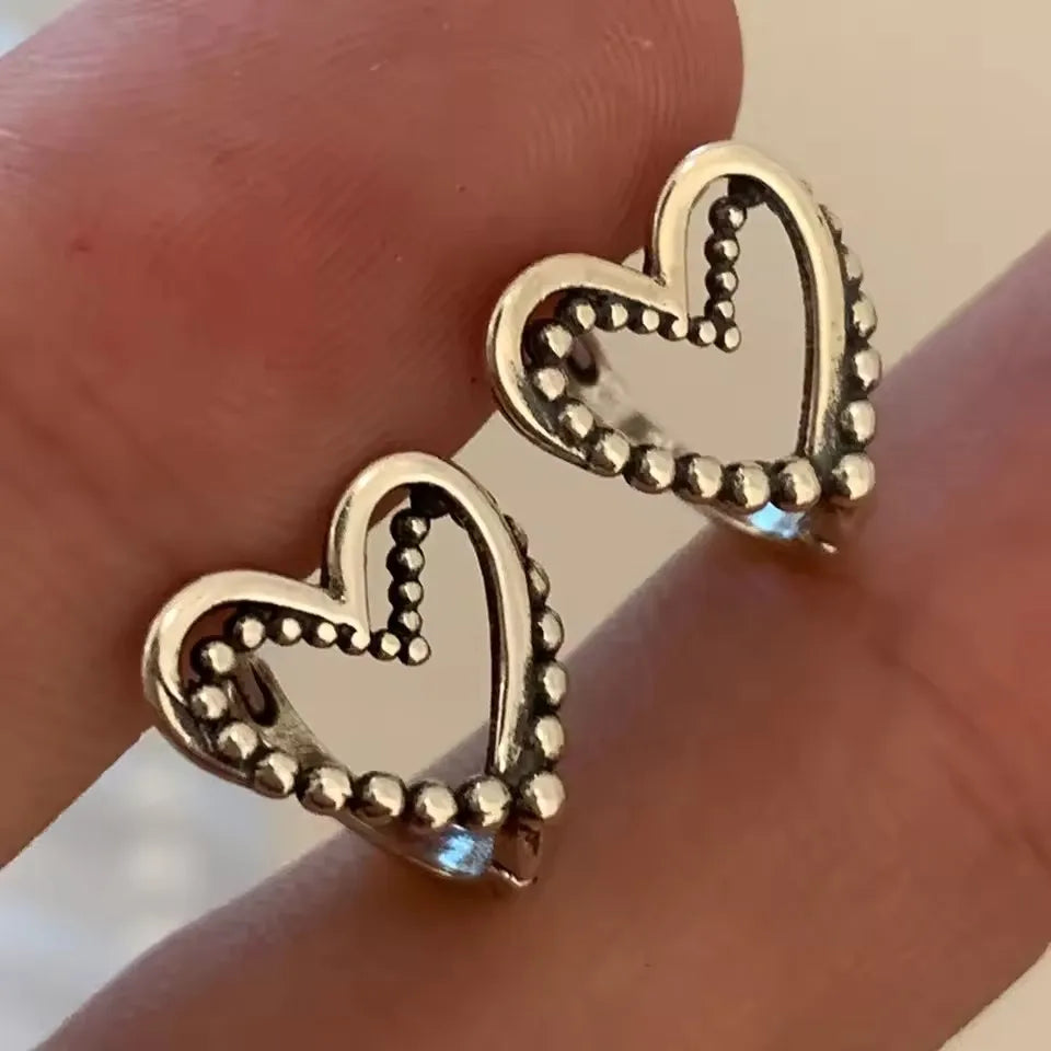 925 Silver Heart Hoop Earrings