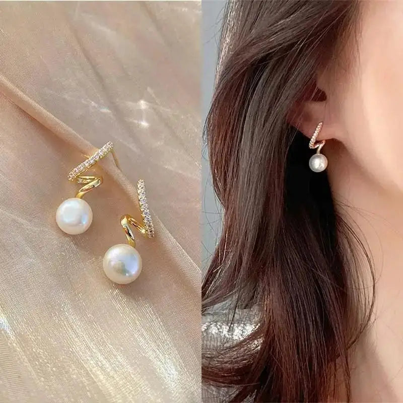 Heart Pearl Stud Earrings