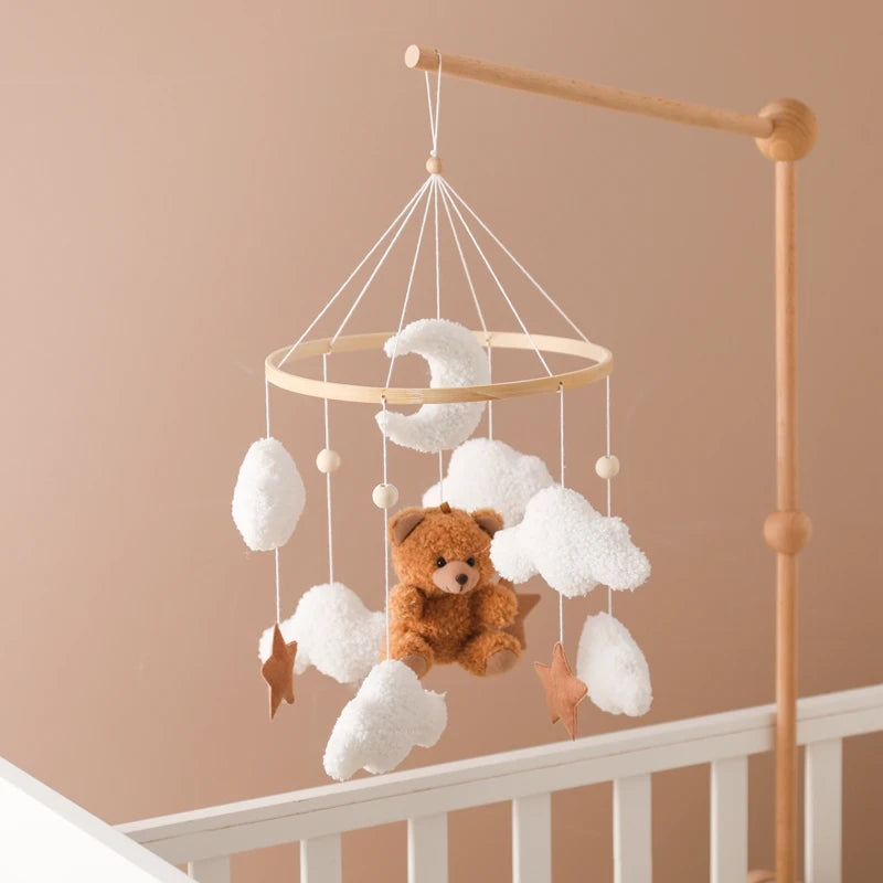 🐻 Wooden Bear Baby Crib Mobile
