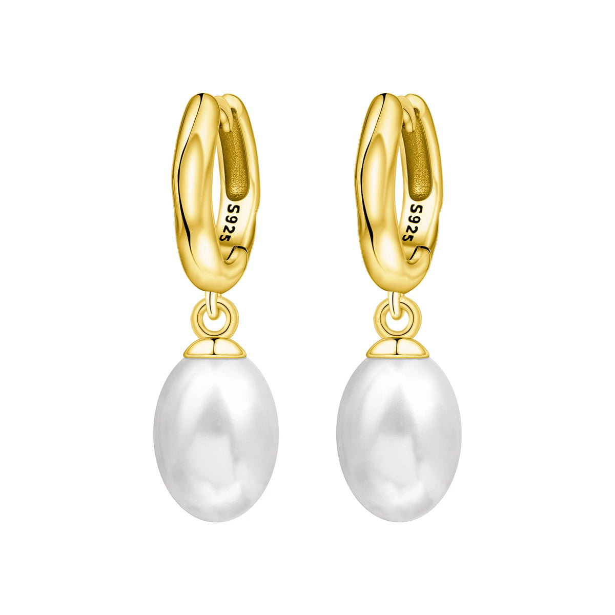 925 Silver 18K Gold Water Drop Earrings