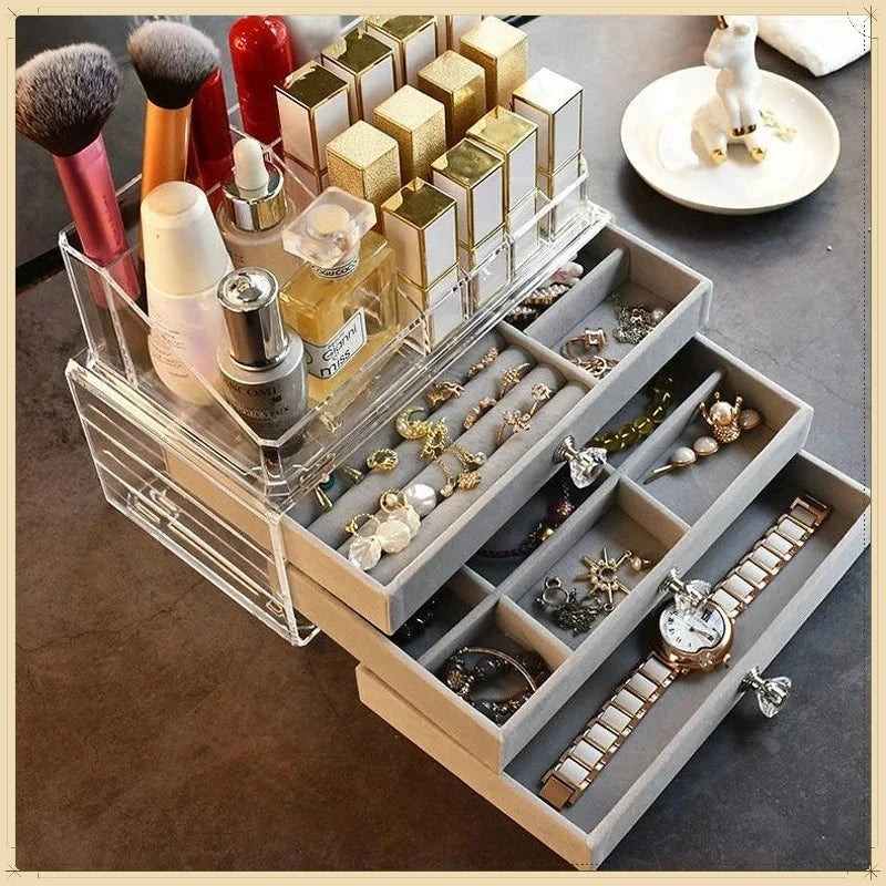3-Drawer Velvet Jewelry Storage Box