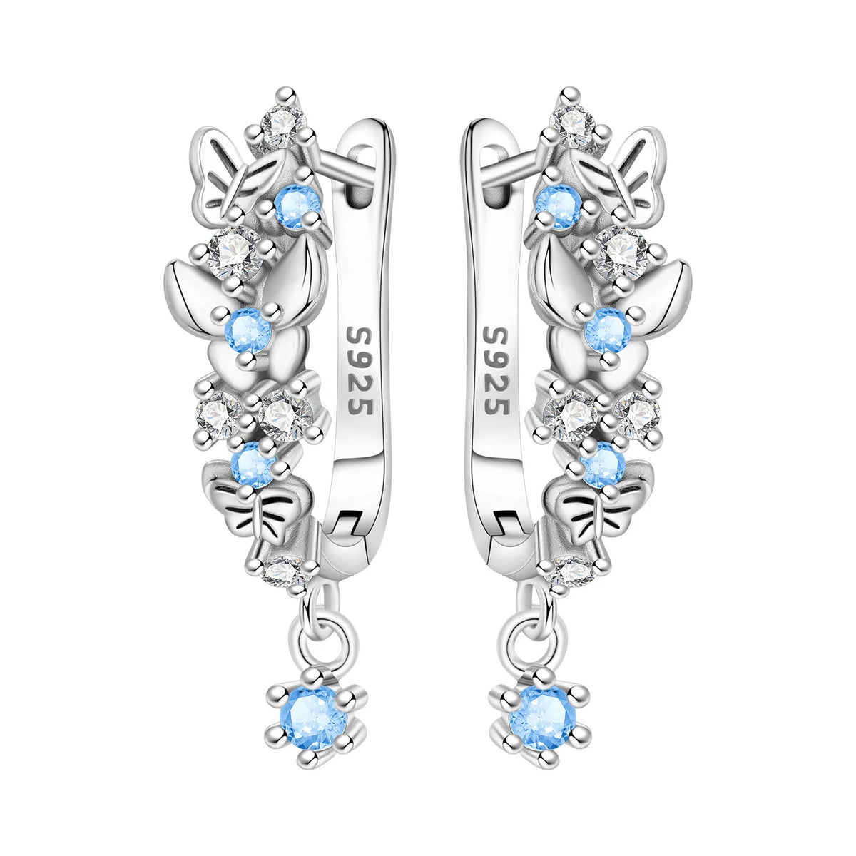 925 Silver Evil Eye Hamsa Drop Earrings