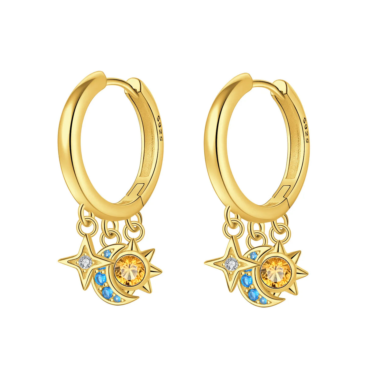 925 Silver 18K Gold Water Drop Earrings