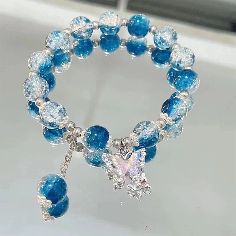 Crystal Butterfly Bead Bracelet