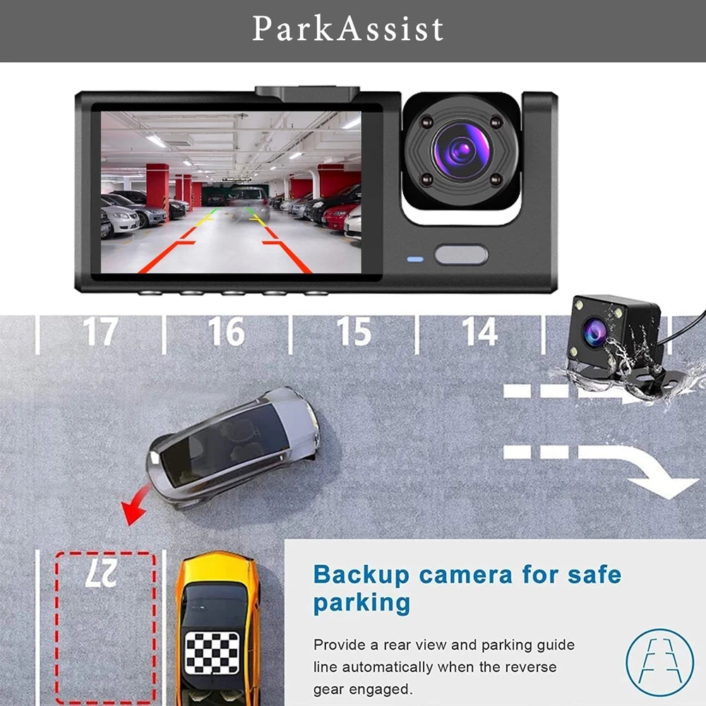🚖 3-Lens Dash Camera